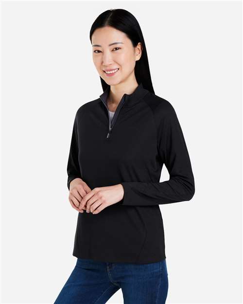 Core365 Women's Origin Performance Pique Quarter-Zip Pullover - CE418W Black- Carbon