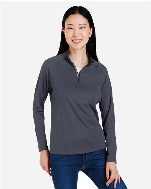 Core365 Women's Origin Performance Pique Quarter-Zip Pullover - CE418W Carbon- Black