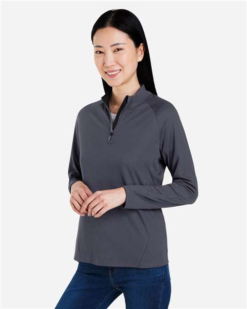 Core365 Women's Origin Performance Pique Quarter-Zip Pullover - CE418W Carbon- Black