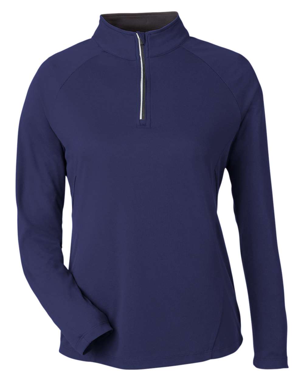 Core365 Women's Origin Performance Pique Quarter-Zip Pullover - CE418W Classic Navy Heather- Carbon