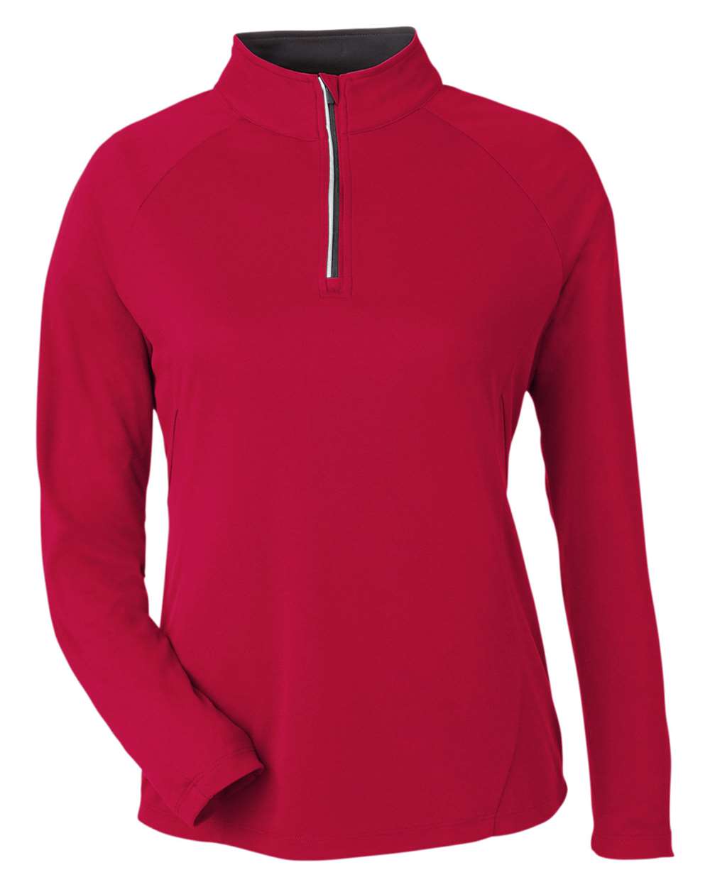 Core365 Women's Origin Performance Pique Quarter-Zip Pullover - CE418W Classic Red- Carbon