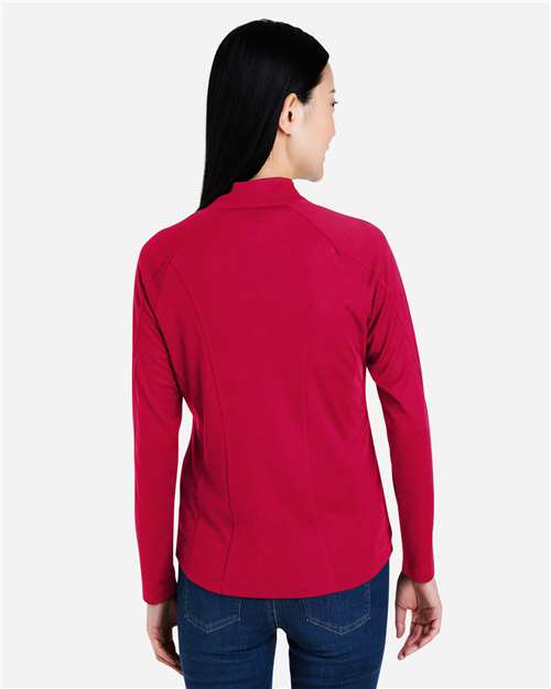 Core365 Women's Origin Performance Pique Quarter-Zip Pullover - CE418W Classic Red- Carbon