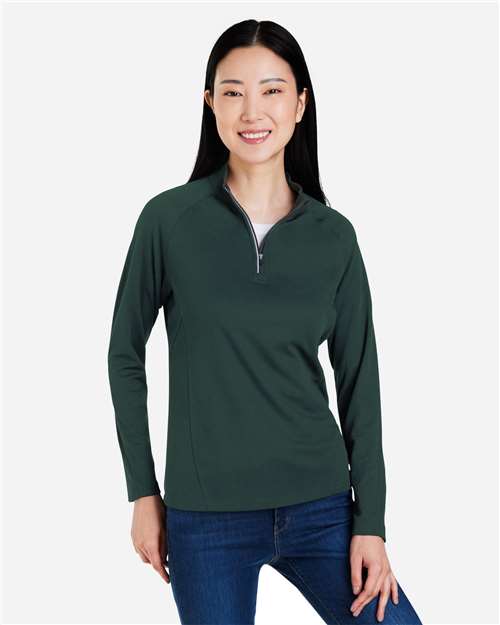 Core365 Women's Origin Performance Pique Quarter-Zip Pullover - CE418W Forest- Carbon