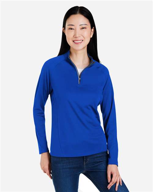 Core365 Women's Origin Performance Pique Quarter-Zip Pullover - CE418W True Royal- Carbon