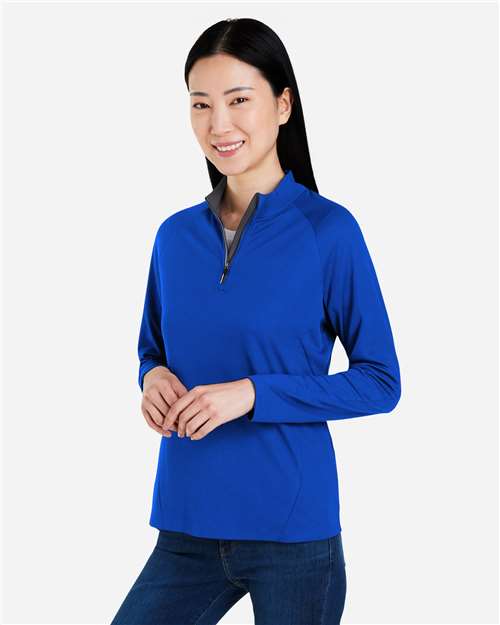 Core365 Women's Origin Performance Pique Quarter-Zip Pullover - CE418W True Royal- Carbon