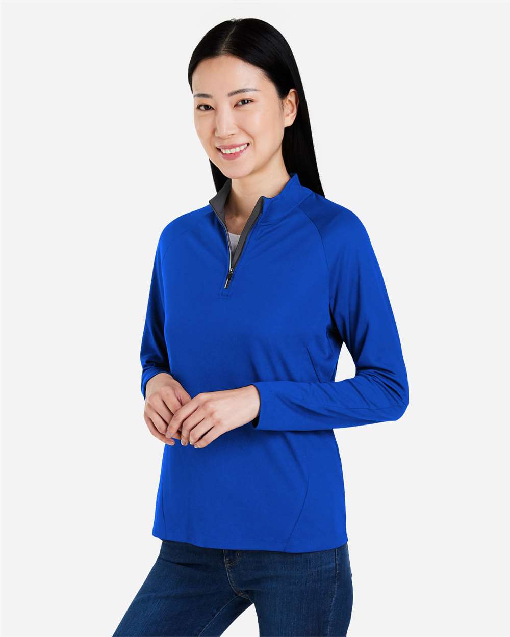 Core365 Women's Origin Performance Pique Quarter-Zip Pullover - CE418W True Royal- Carbon