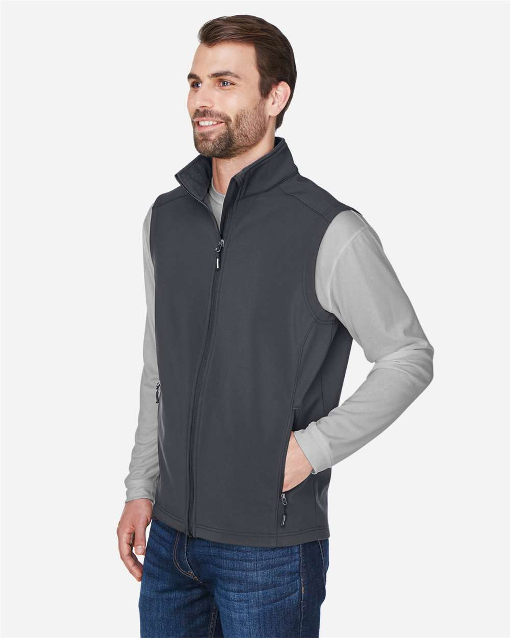 Core365 Men's Cruise Two-Layer Fleece Bonded Soft Shell Vest - CE701 Carbon