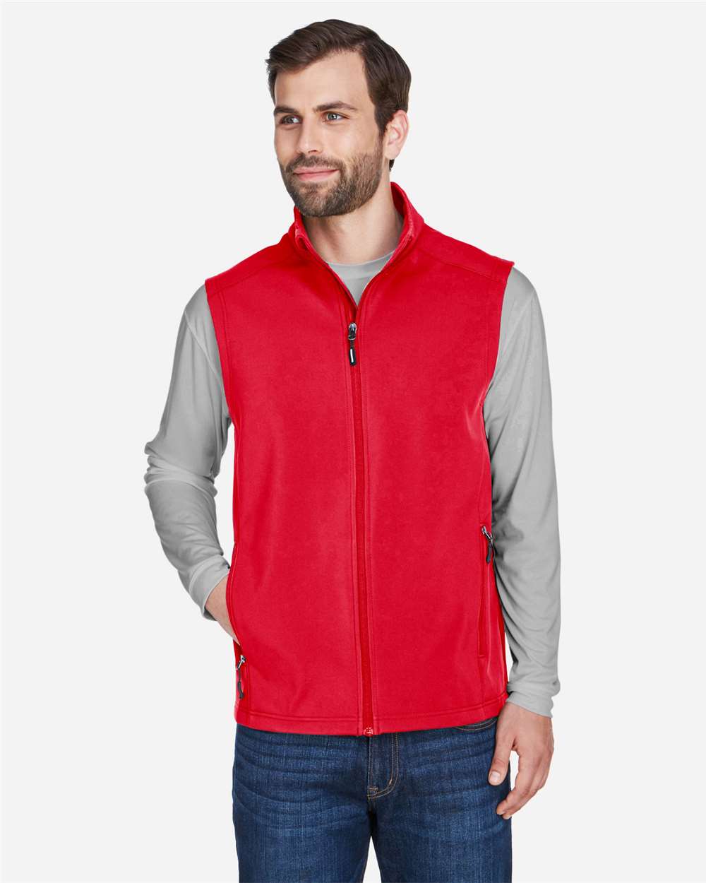 Core365 Men's Cruise Two-Layer Fleece Bonded Soft Shell Vest - CE701 Classic Red
