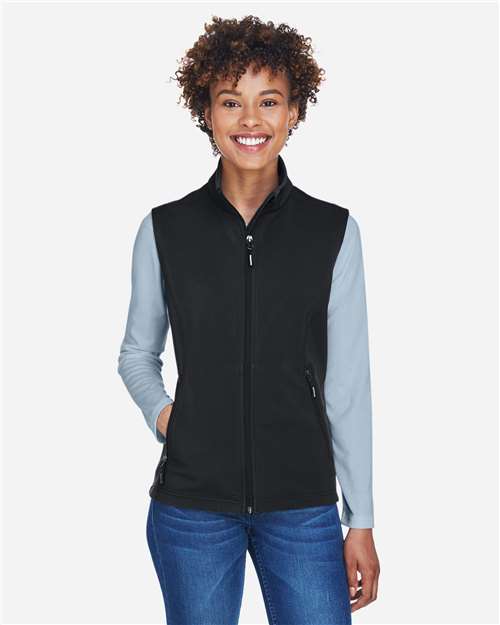 Core365 Women's Cruise Two-Layer Fleece Bonded Soft Shell Vest - CE701W Black