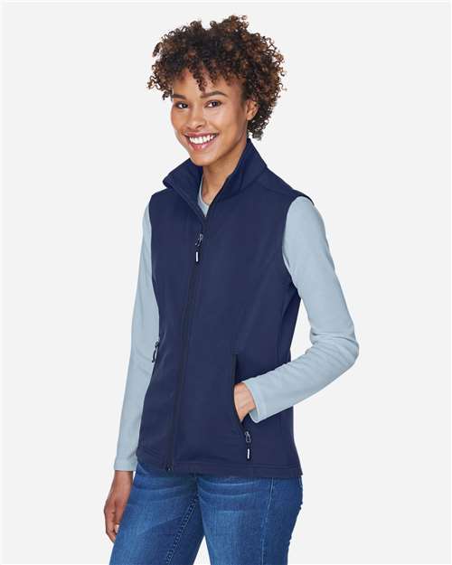 Core365 Women's Cruise Two-Layer Fleece Bonded Soft Shell Vest - CE701W Classic Navy