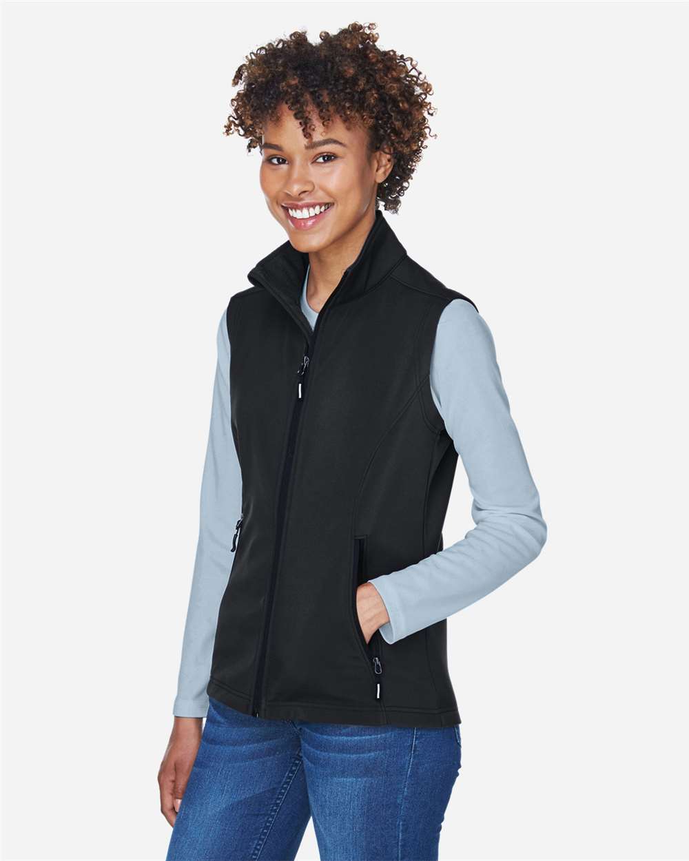 Core365 Women's Cruise Two-Layer Fleece Bonded Soft Shell Vest - CE701W Black