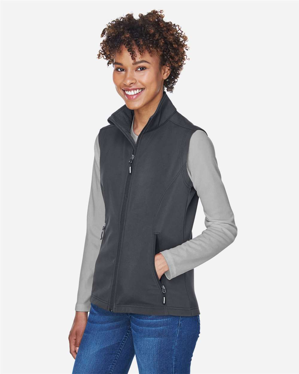 Core365 Women's Cruise Two-Layer Fleece Bonded Soft Shell Vest - CE701W Carbon