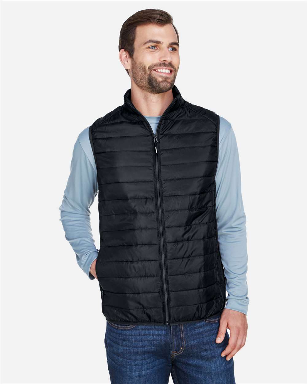 Core365 Men's Prevail Packable Puffer Vest - CE702 Black