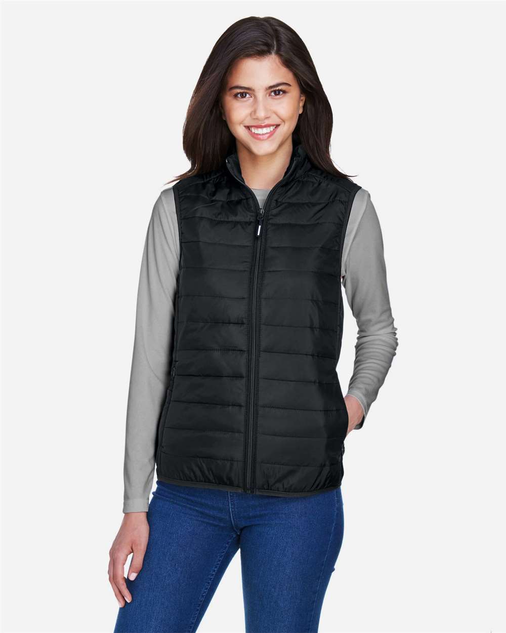 Core365 Women's Prevail Packable Puffer Vest - CE702W Black