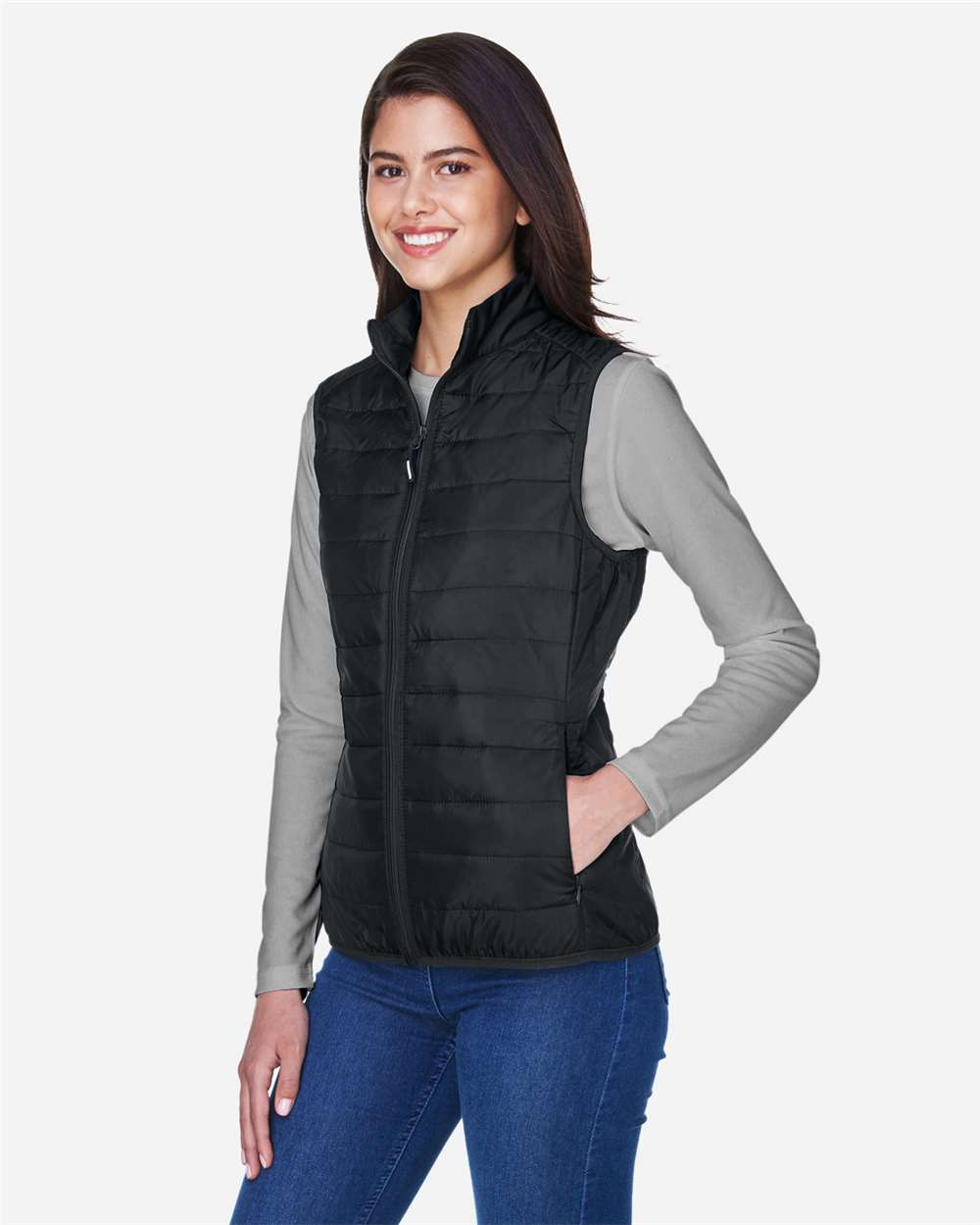 Core365 Women's Prevail Packable Puffer Vest - CE702W Black