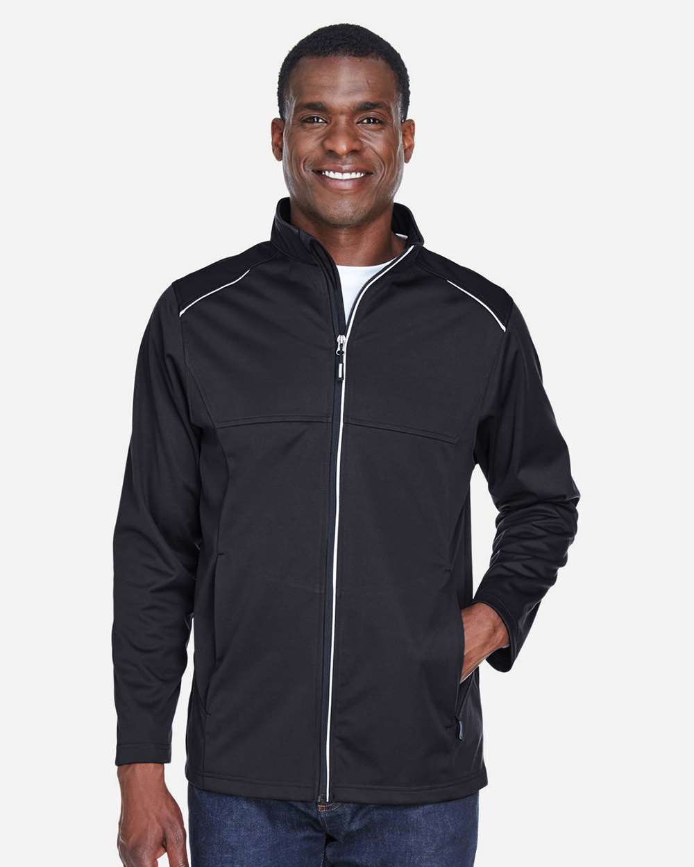 Core365 Men's Techno Lite Three-Layer Knit Tech-Shell - CE708 Black