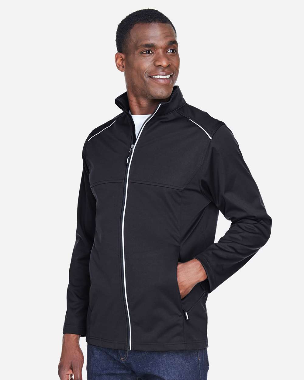 Core365 Men's Techno Lite Three-Layer Knit Tech-Shell - CE708 Black