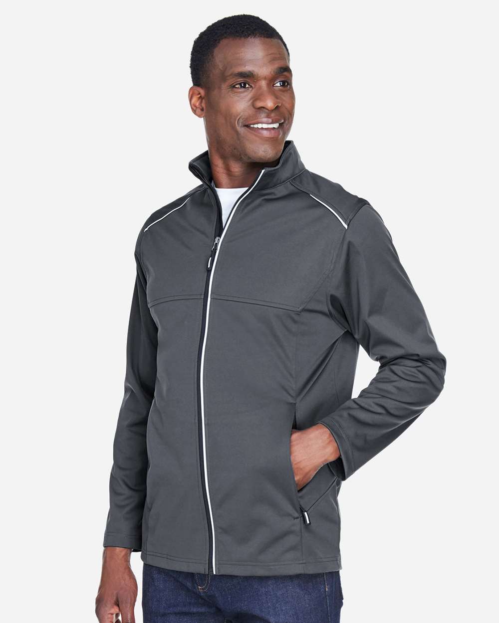 Core365 Men's Techno Lite Three-Layer Knit Tech-Shell - CE708 Carbon