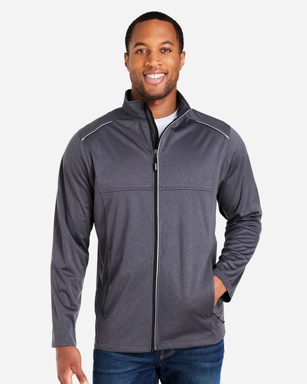 Core365 Men's Techno Lite Three-Layer Knit Tech-Shell - CE708 Carbon Heather
