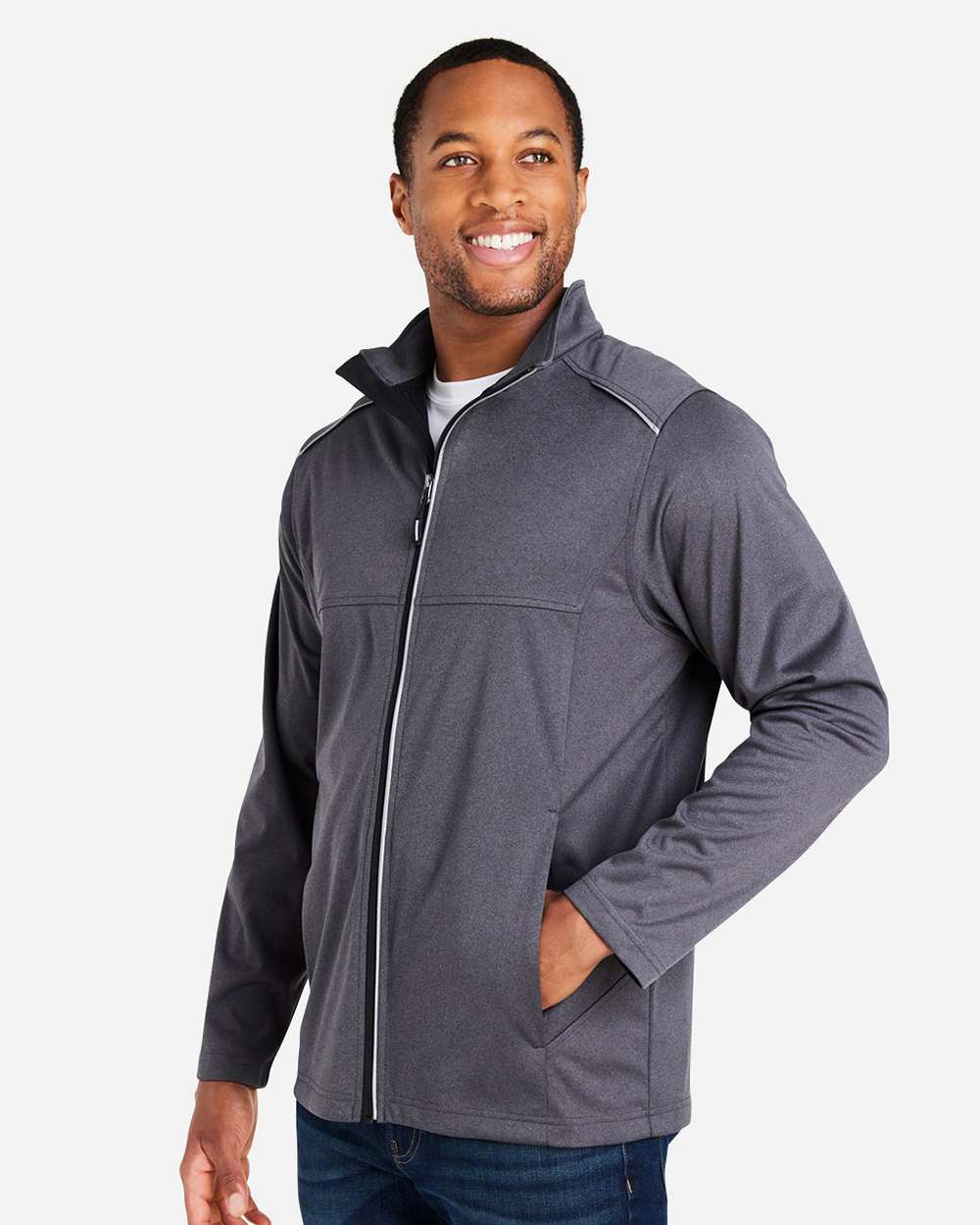 Core365 Men's Techno Lite Three-Layer Knit Tech-Shell - CE708 Carbon Heather