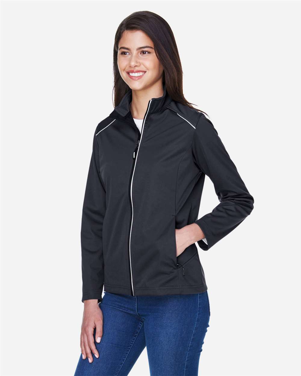 Core365 Women's Techno Lite Three-Layer Knit Tech-Shell - CE708W Black