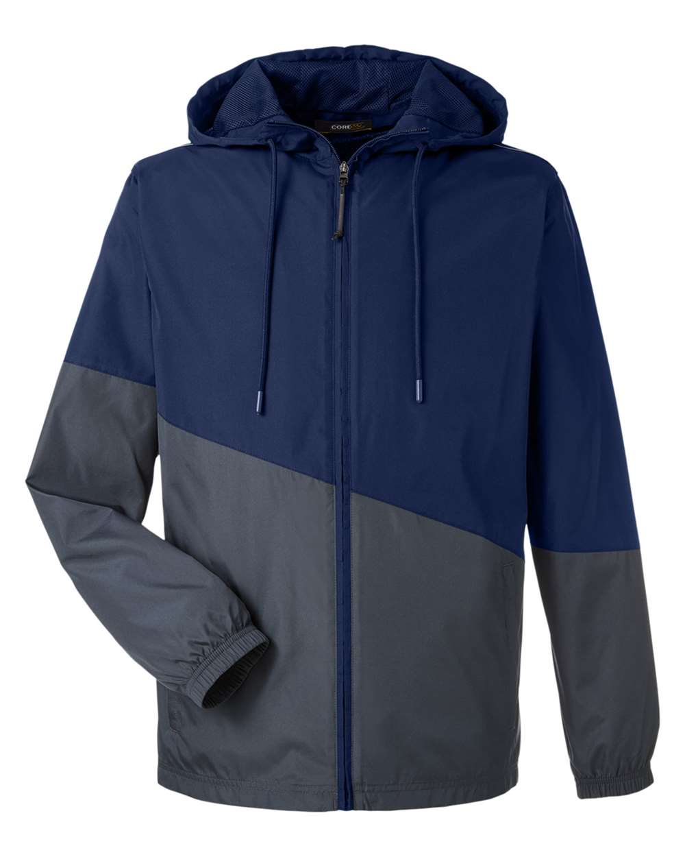 Core365 Unisex Techno Lite Colorblock Windbreaker - CE710 Classic Navy Heather- Carbon