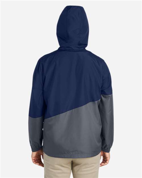 Core365 Unisex Techno Lite Colorblock Windbreaker - CE710 Classic Navy Heather- Carbon