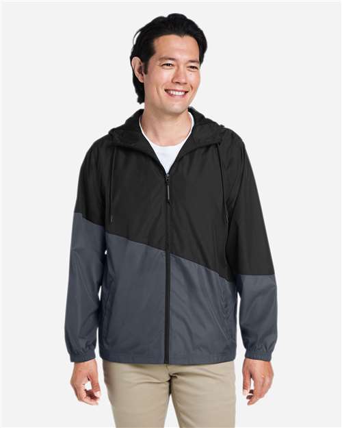 Core365 Unisex Techno Lite Colorblock Windbreaker - CE710 Black- Carbon