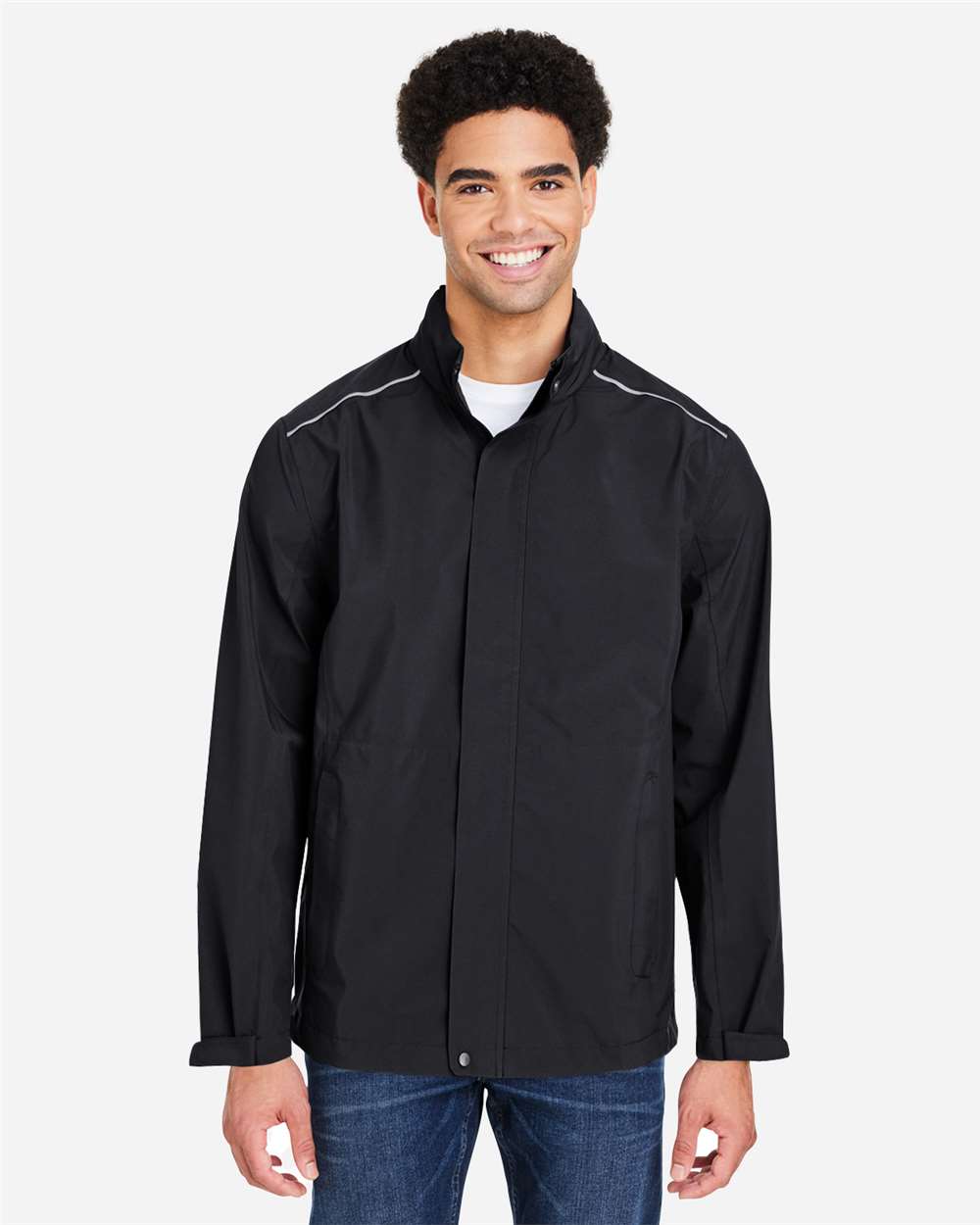 Core365 Men's Barrier Packable Waterproof Rain Jacket - CE712 Black