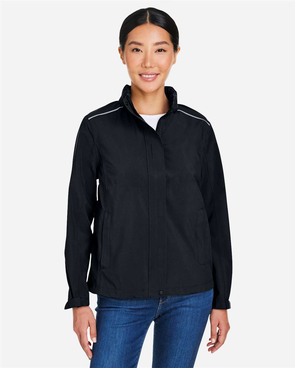Core365 Women's Barrier Packable Waterproof Rain Jacket - CE712W Black