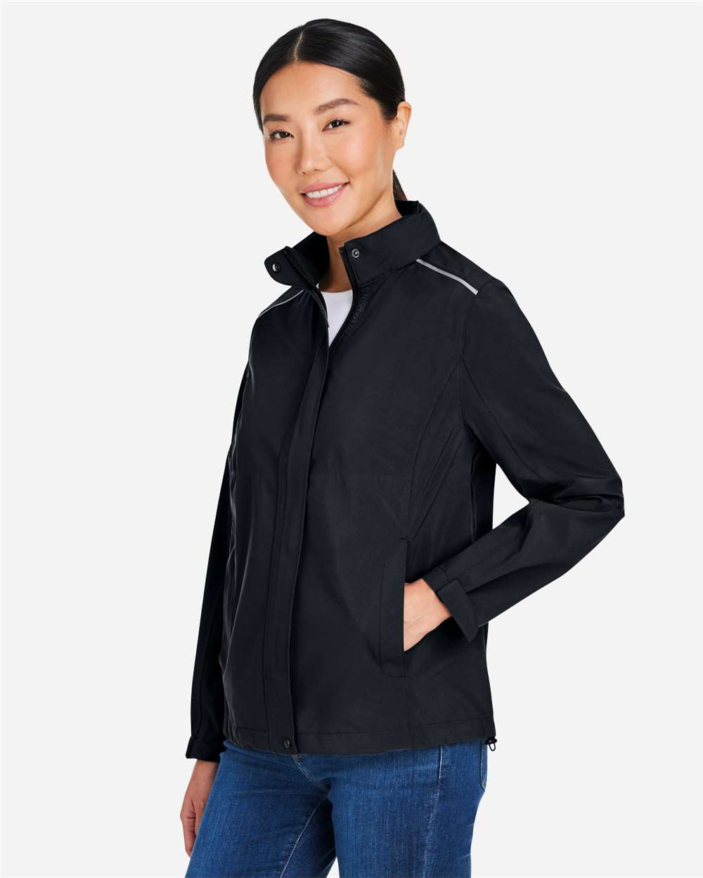 Core365 Women's Barrier Packable Waterproof Rain Jacket - CE712W Black