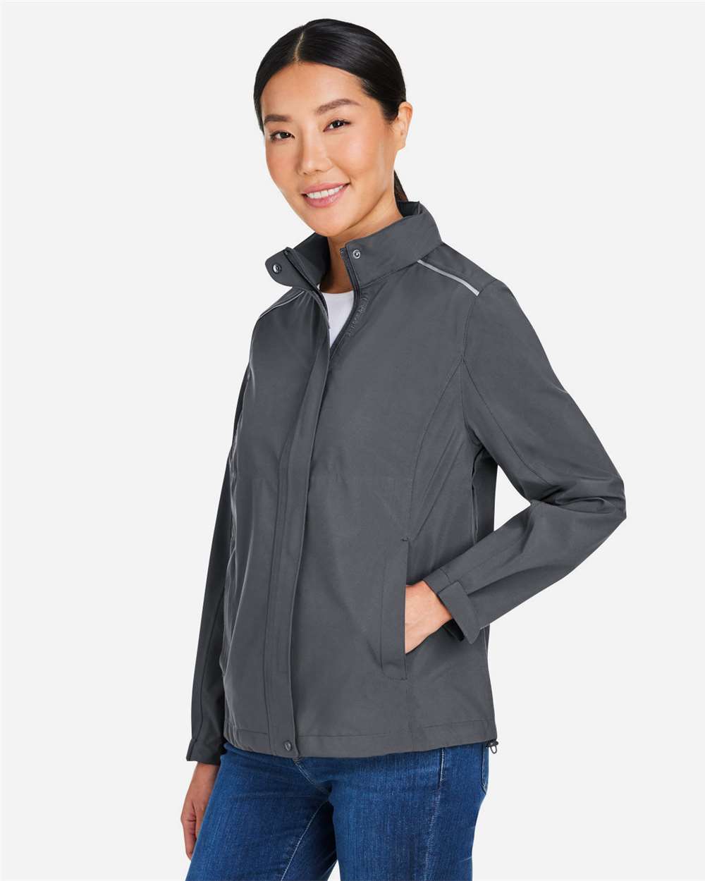 Core365 Women's Barrier Packable Waterproof Rain Jacket - CE712W Carbon