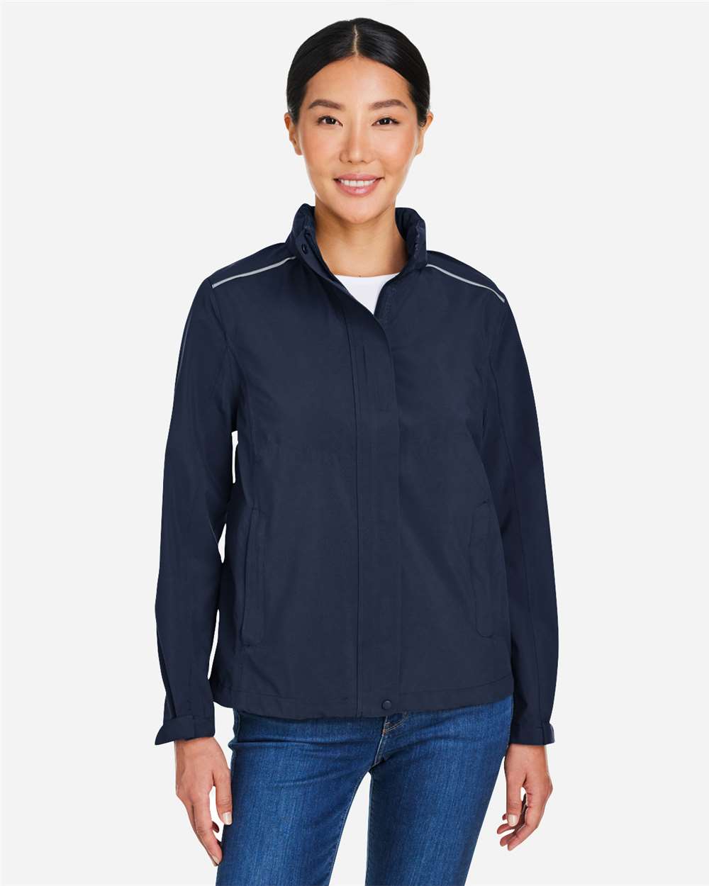Core365 Women's Barrier Packable Waterproof Rain Jacket - CE712W Classic Navy