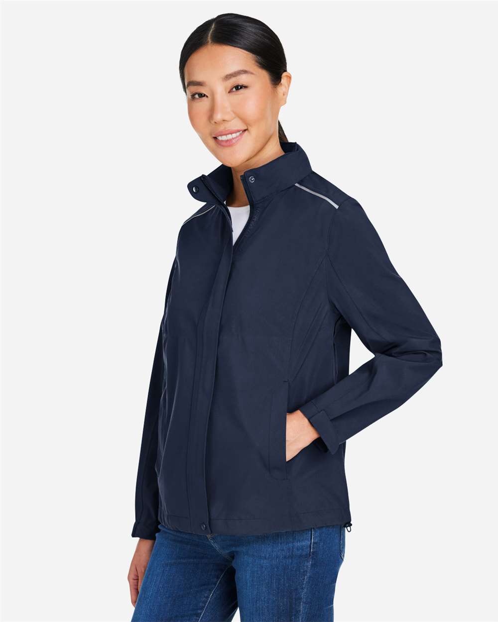 Core365 Women's Barrier Packable Waterproof Rain Jacket - CE712W Classic Navy