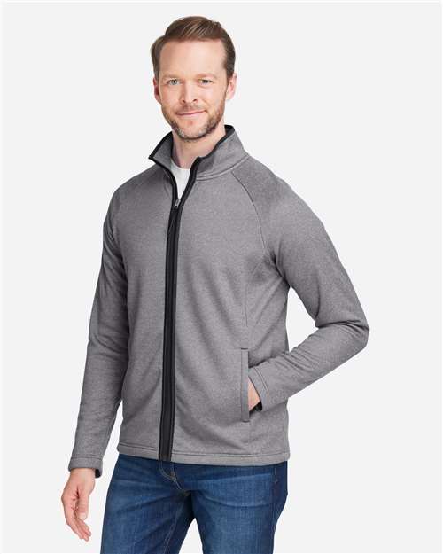 Core365 Men's Venture Heathered Stripe Full-Zip Jacket - CE72 Black- White