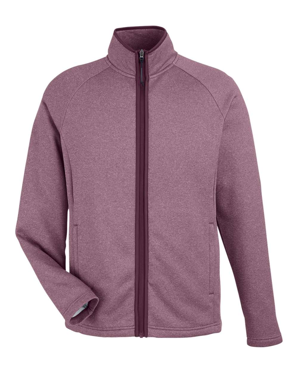 Core365 Men's Venture Heathered Stripe Full-Zip Jacket - CE72 Burgundy- White