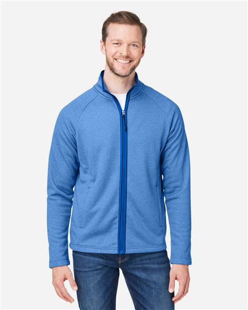 Core365 Men's Venture Heathered Stripe Full-Zip Jacket - CE72 True Royal- White