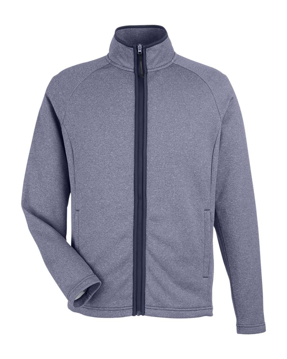 Core365 Men's Venture Heathered Stripe Full-Zip Jacket - CE72 Classic Navy- White
