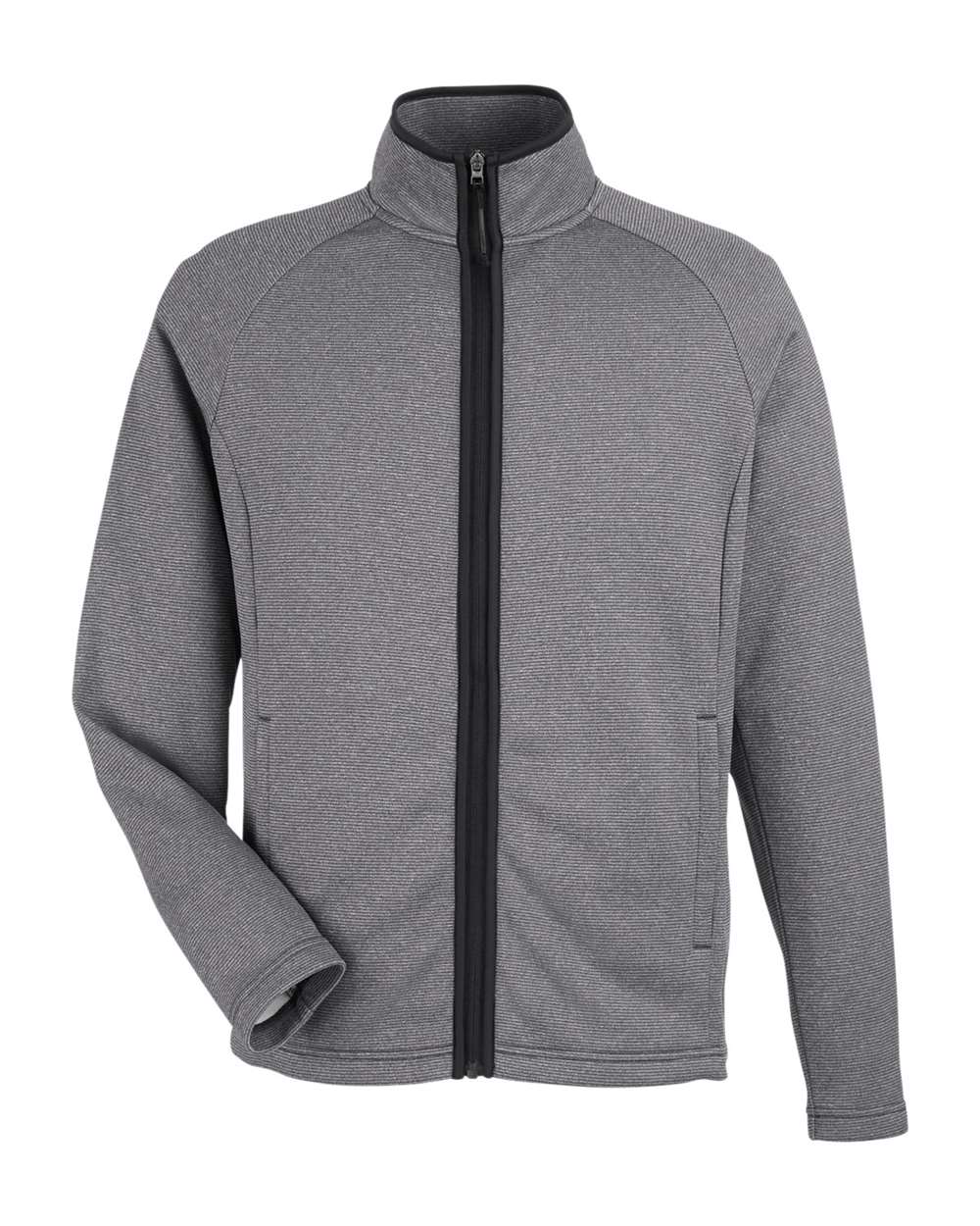Core365 Men's Venture Heathered Stripe Full-Zip Jacket - CE72 Black- White