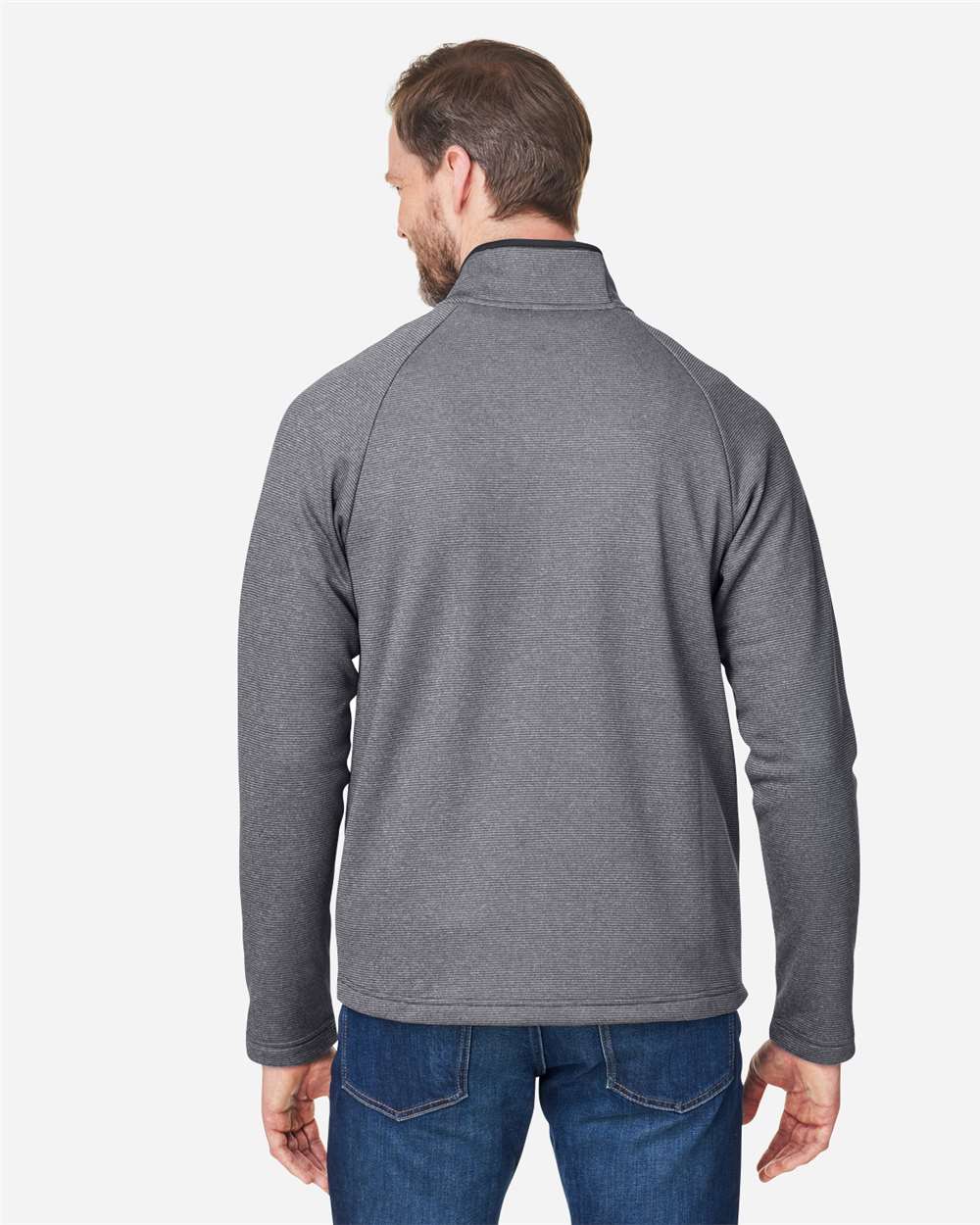 Core365 Men's Venture Heathered Stripe Full-Zip Jacket - CE72 Black- White