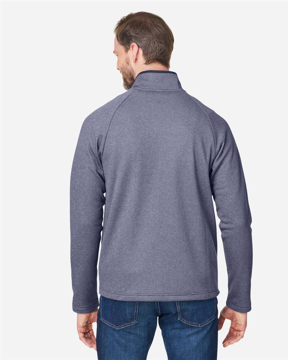 Core365 Men's Venture Heathered Stripe Full-Zip Jacket - CE72 Classic Navy- White