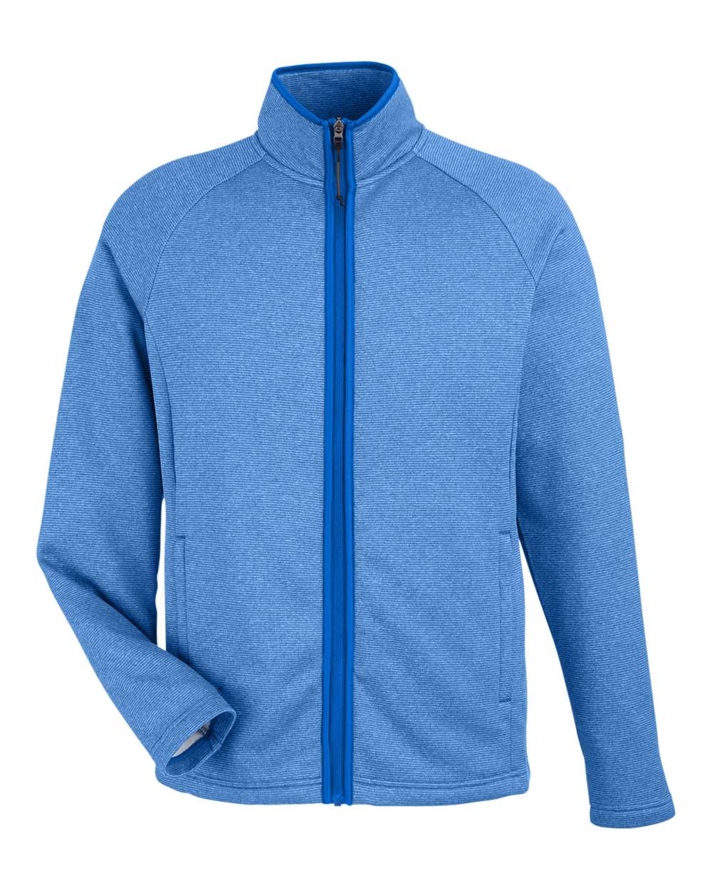 Core365 Men's Venture Heathered Stripe Full-Zip Jacket - CE72 True Royal- White