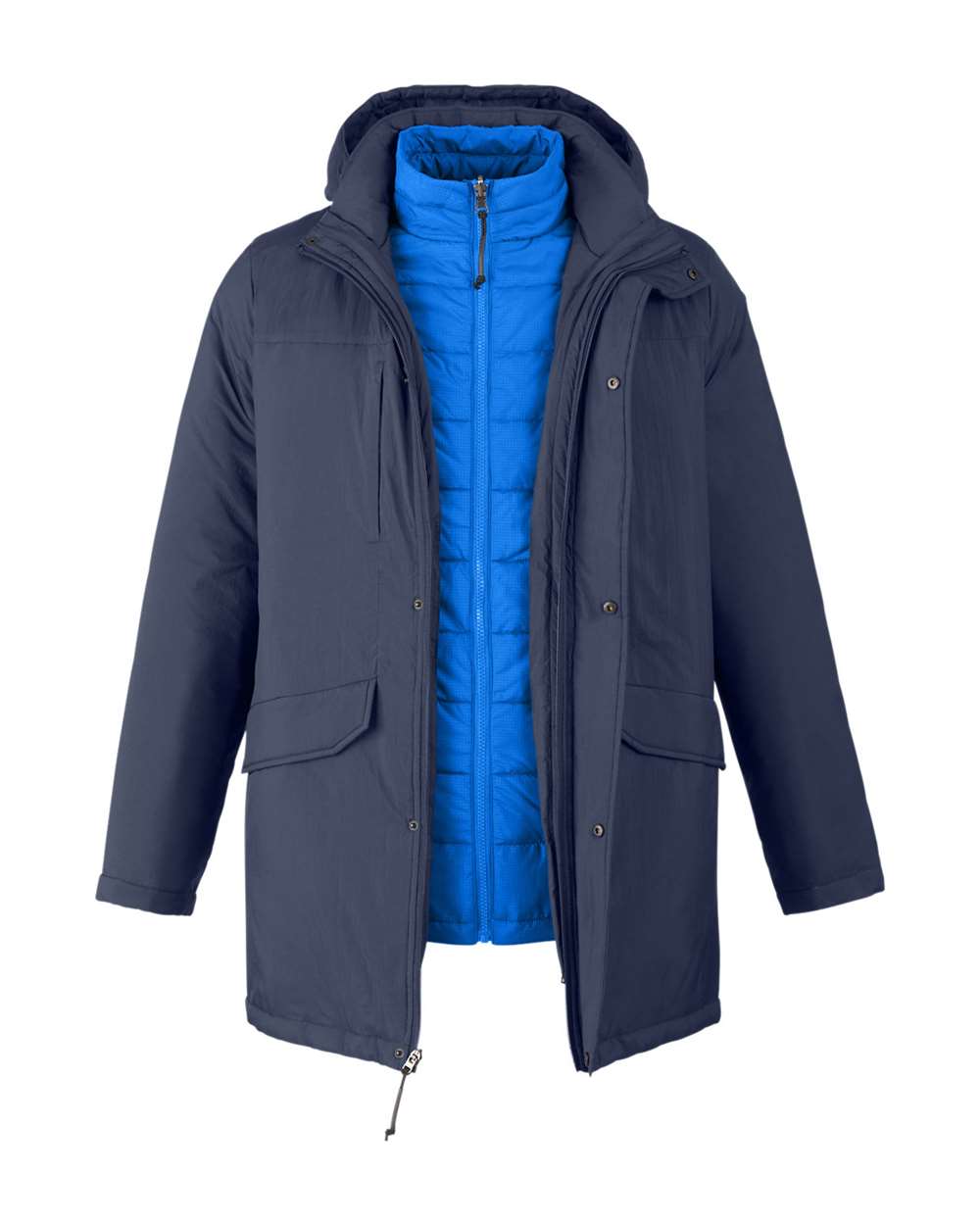 Core365 Men's Inspire 3-in-1 Jacket with Insulated Liner - CE725 Classic Navy- True Royal