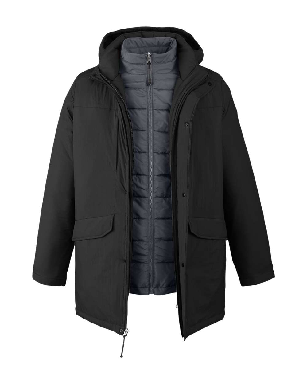 Core365 Men's Inspire 3-in-1 Jacket with Insulated Liner - CE725 Black- Carbon