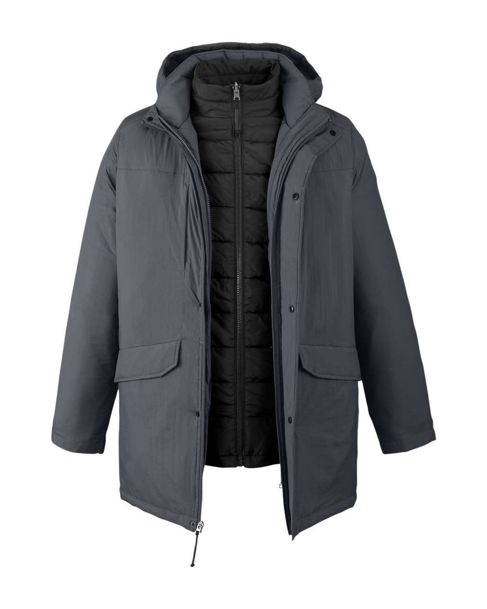 Core365 Men's Inspire 3-in-1 Jacket with Insulated Liner - CE725 Carbon- Black