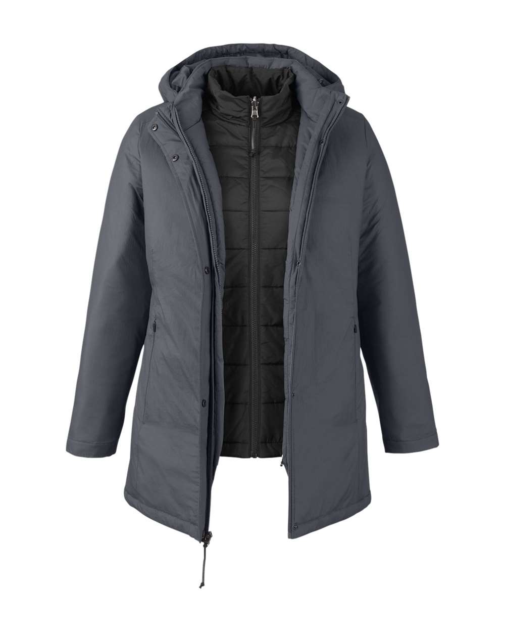 Core365 Women's Inspire 3-in-1 Jacket with Insulated Liner - CE725W Carbon- Black
