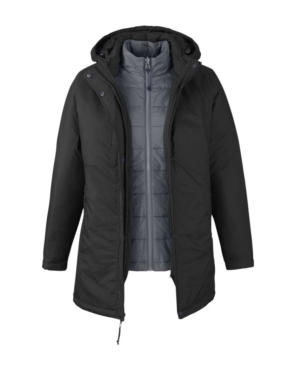 Core365 Women's Inspire 3-in-1 Jacket with Insulated Liner - CE725W Black- Carbon