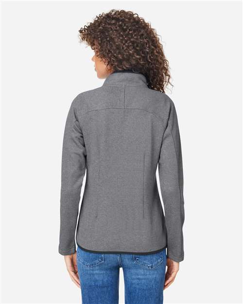 Core365 Women's Venture Heathered Stripe Full-Zip Jacket - CE72W Black- White
