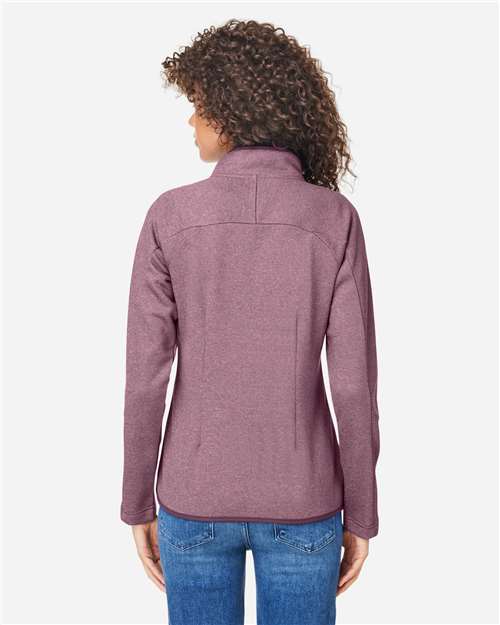 Core365 Women's Venture Heathered Stripe Full-Zip Jacket - CE72W Burgundy- White