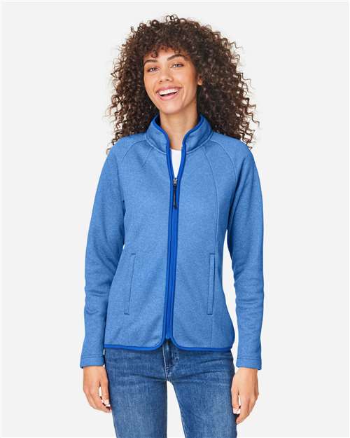 Core365 Women's Venture Heathered Stripe Full-Zip Jacket - CE72W True Royal- White